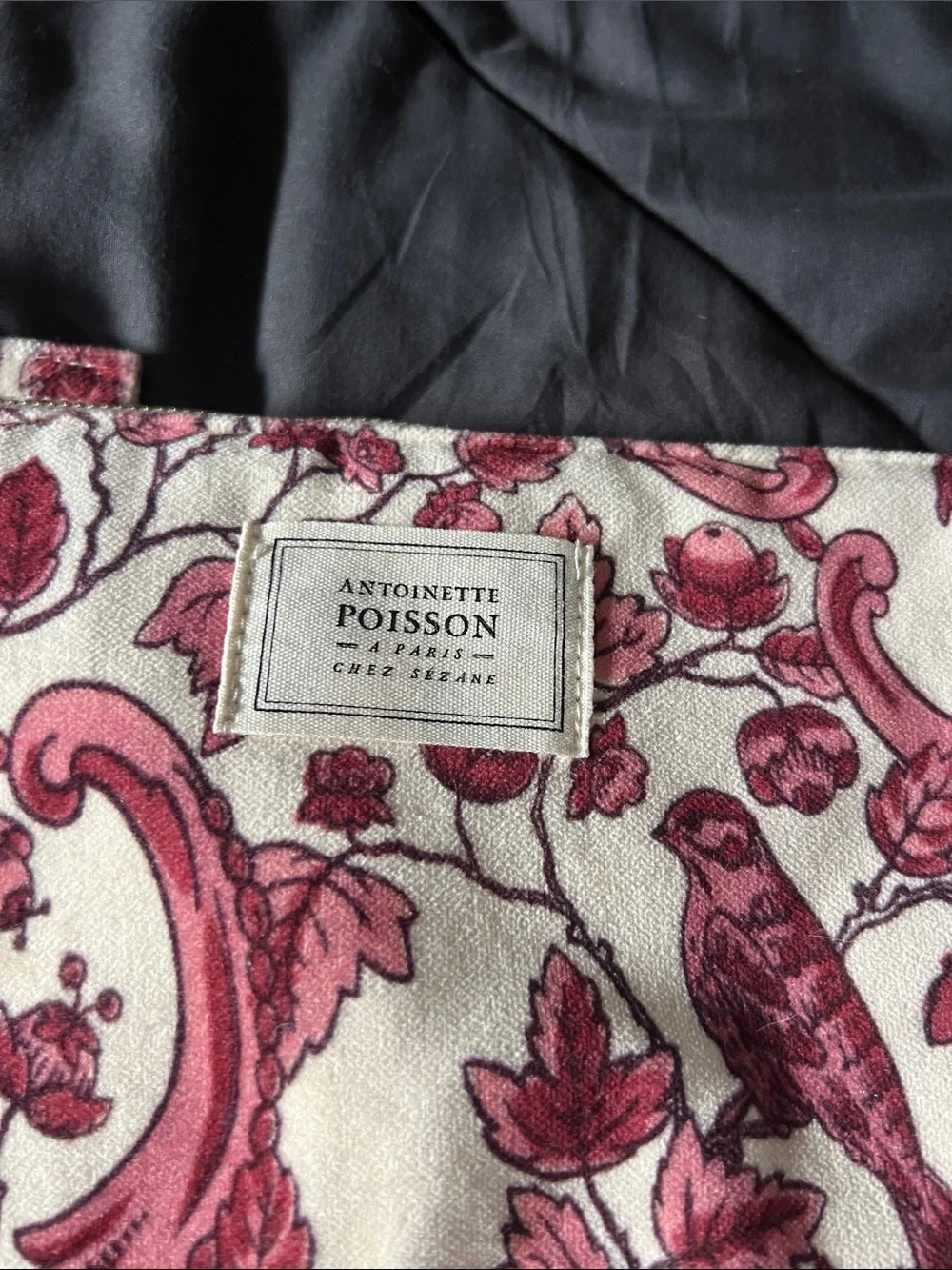 NWOT Sezane velvet Pink Floral pouch